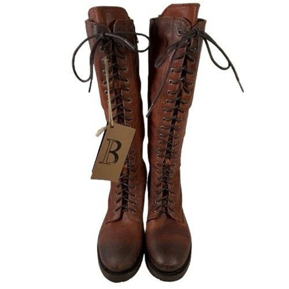 Liberty Black Zip Tall Brown Distressed Leather Riding Boots Women's SZ 6.5 - Picture 3 of 16